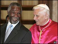 South African President Thabo Mbeki with Pope Benedict XVI in May